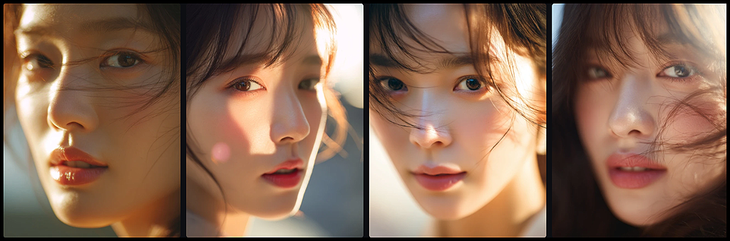 따뜻한 역광 아래 수줍게 시선을 피하며 설레는 감정을 표현한 로맨틱한 인물 컷_Midjourney