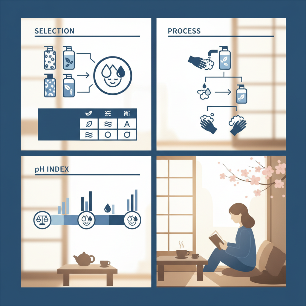 低刺激洗顔料の選択と使用方法の学術図解