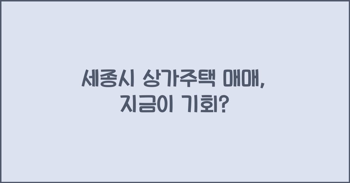 세종시 상가주택 매매