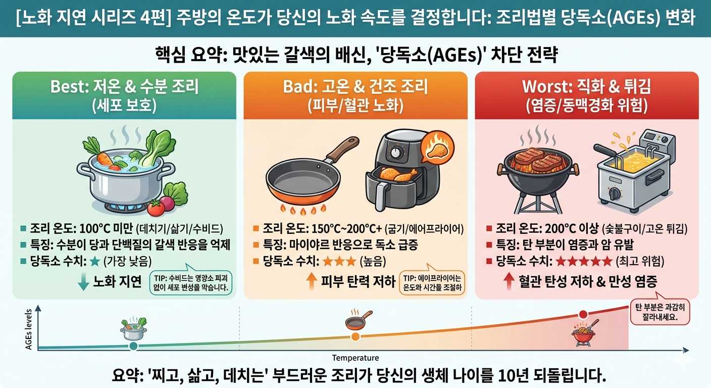 조리법별 당독소 변화를 보여주는 인포그래픽