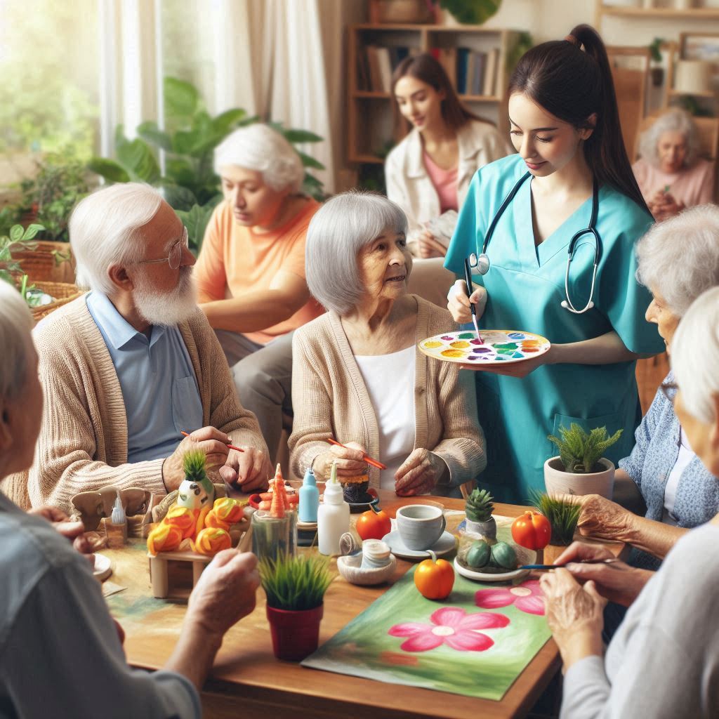 이 사진은 노인돌봄서비스 관련 이미지입니다. 미술치료를 하는 어르신들의 모습을 이미지화 했습니다.