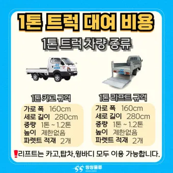1톤 트럭 렌트 및 대여 비용 총정리 용달차 종류 꿀팁 포함 비용표_3