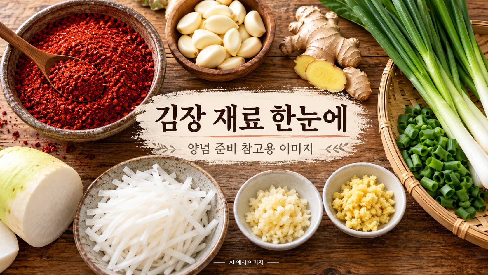 김장 재료가 놓인 식탁