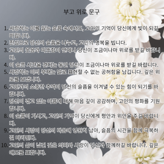 부고 위로 문구 모음