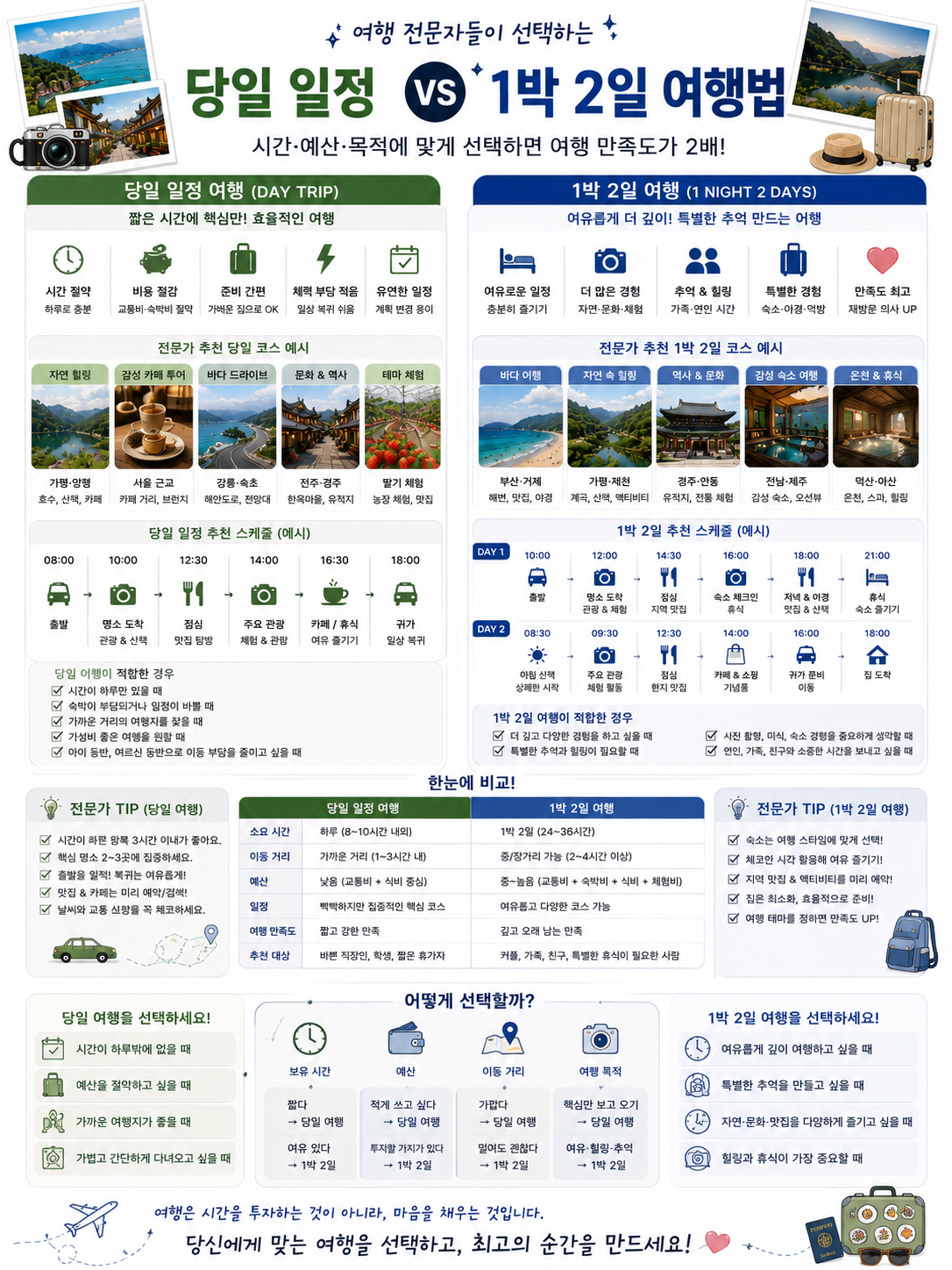 여행 전문가들이 선택하는 당일 일정과 1박2일 여행법 관련 사진