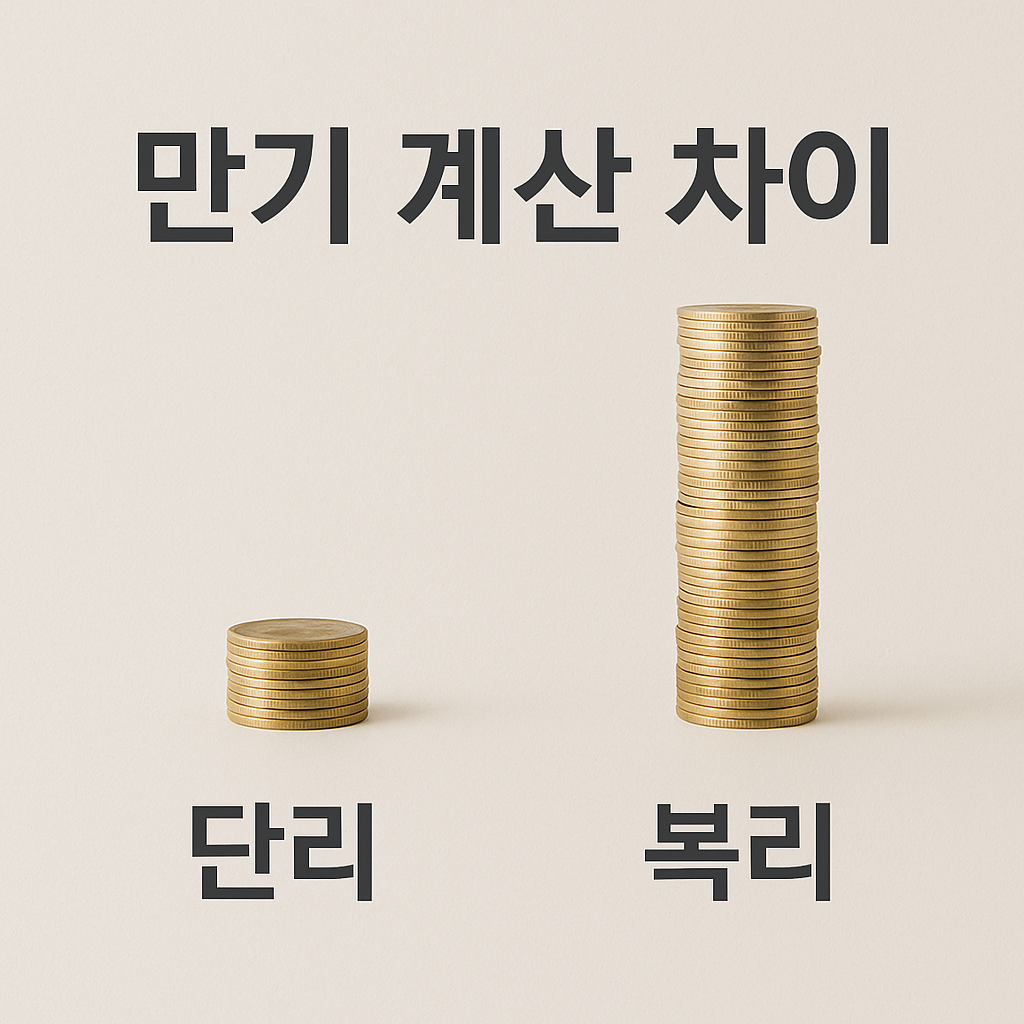 단리와 복리 만기 차이를 직관적으로 보여주는 이미지