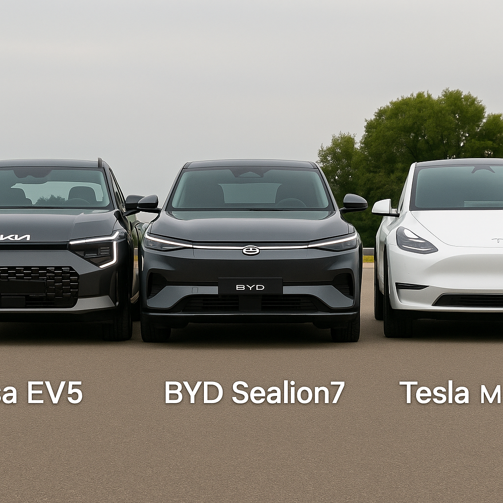 기아 EV5와 테슬라 모델Y&amp;#44; 그리고 BYD Sealion7