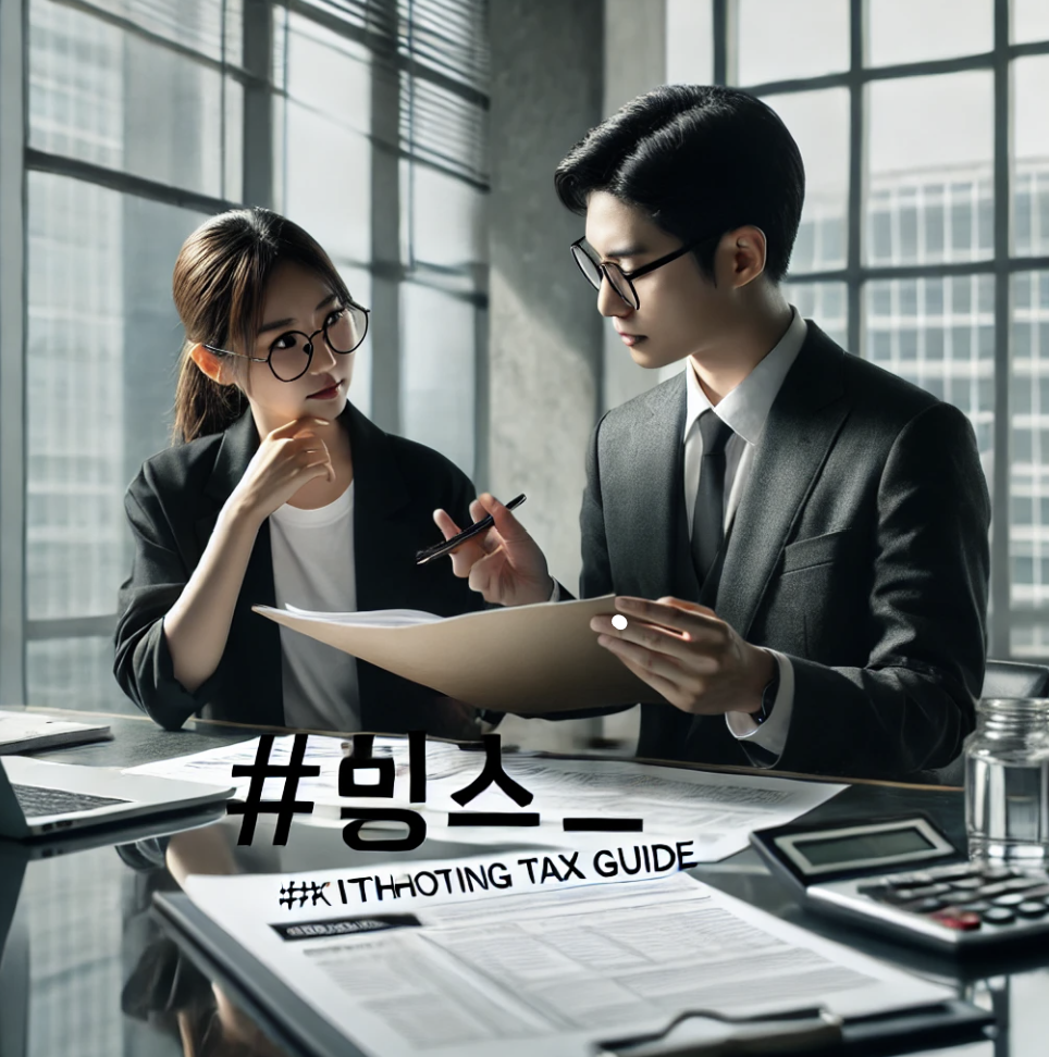 현대적인 사무실에서 세금 문서를 논의하는 비즈니스 전문가