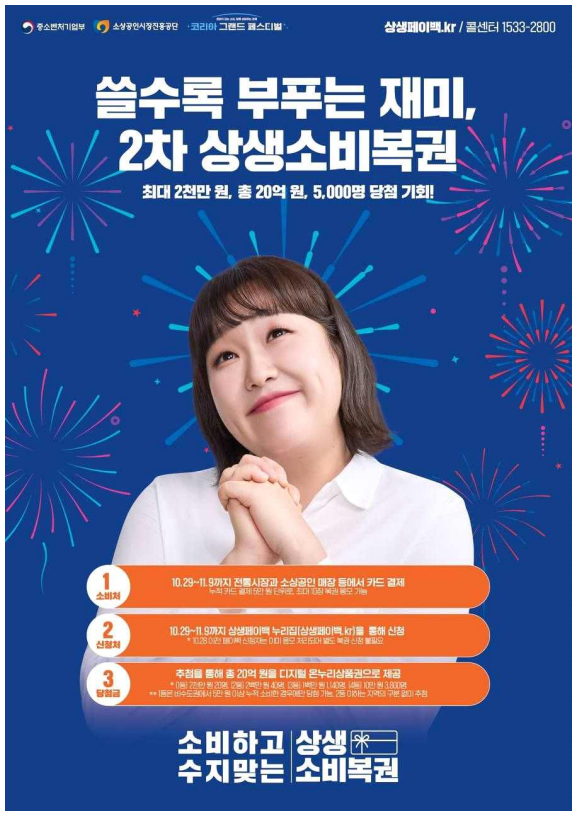 상생소비복권 2차 이벤트 완벽정리 총20억 (출처:중소벤처기업부)