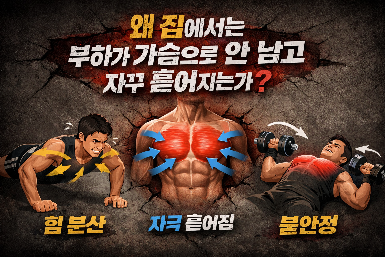 왜 집에서는 부하가 가슴으로 안 남고 자꾸 흩어지는가