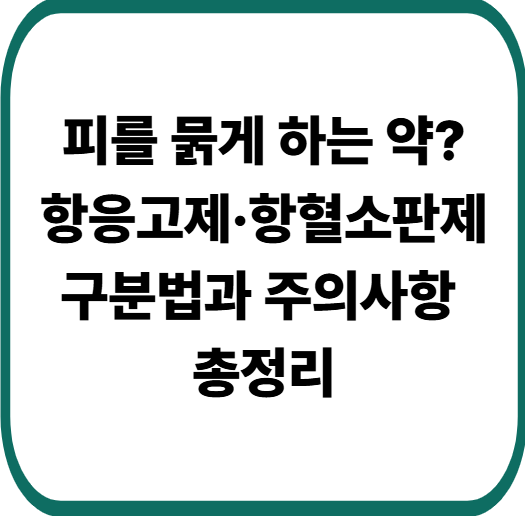 혈전약의 모든 것! 항응고제와 항혈소판제 차이 및 복용 꿀팁