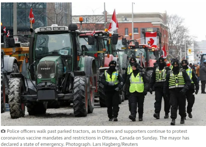  캐나다, 국가 비상사태 선포 VIDEO: Canada: Ottawa mayor declares state of emergency over COVID protests