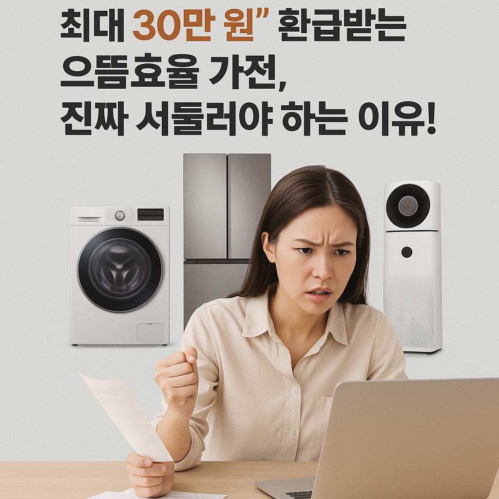 30만 원 현금 환급, 으뜸효율 가전제품 환급 가전 살 땐 지금이 찬스!