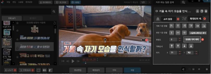 자막 위치, 크기 조절하기