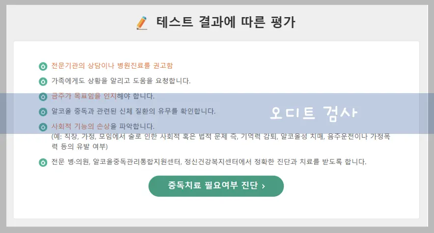 알콜중독 오디트