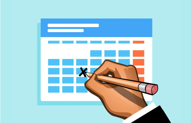 휴일 대체 하기 위해 일정 확인하는 모습