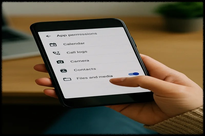 스마트폰 앱 권한 설정 화면을 확인하는 사용자