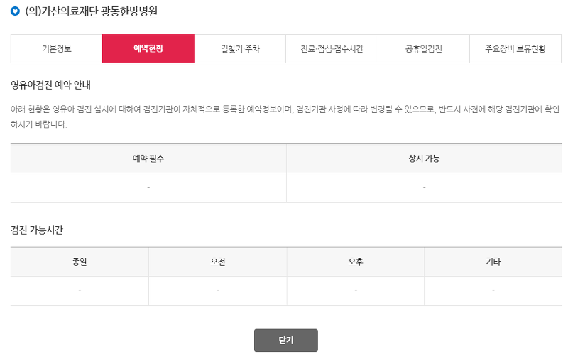 오래되거나 부정확할 수 있는 병원의 검진 시간 정보