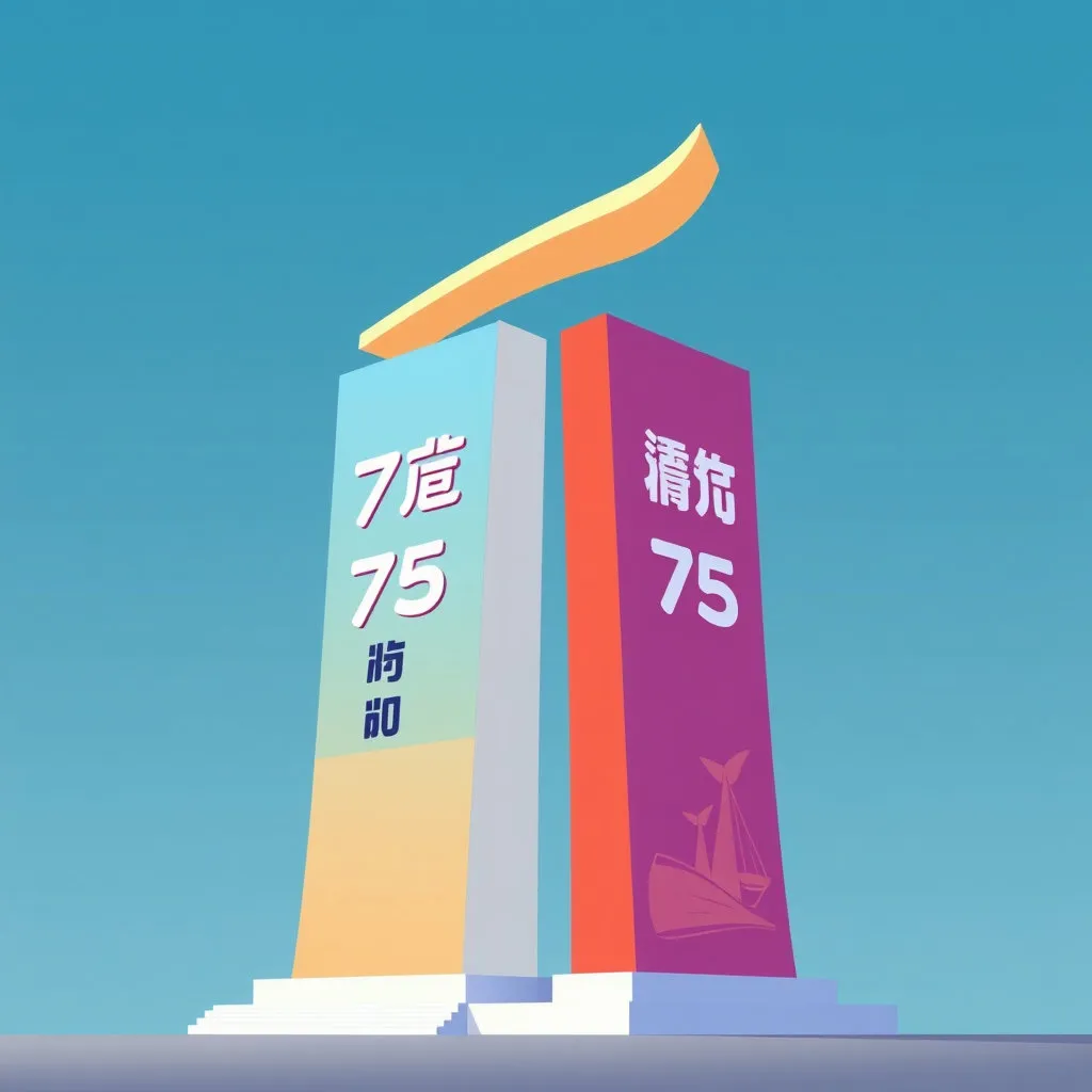 서로 다른 색깔의 두 개의 큰 기둥(하나는 '첨단전략산업기금 75조원', 다른 하나는 '민간/국민/금융권 75조원')이 중앙에서 만나 하나의 거대한 상승 곡선을 이루는 모습입니다.