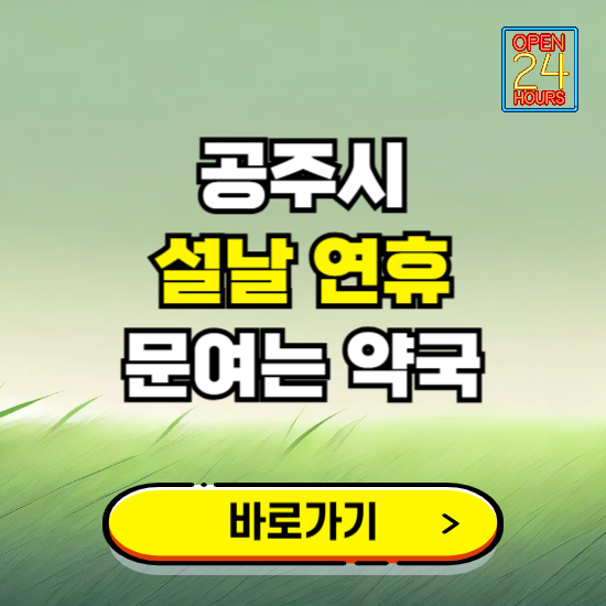 공주시 설날 연휴 문여는 약국 ❘ 24시 비상 당직 일요일 밤에 문여는 곳