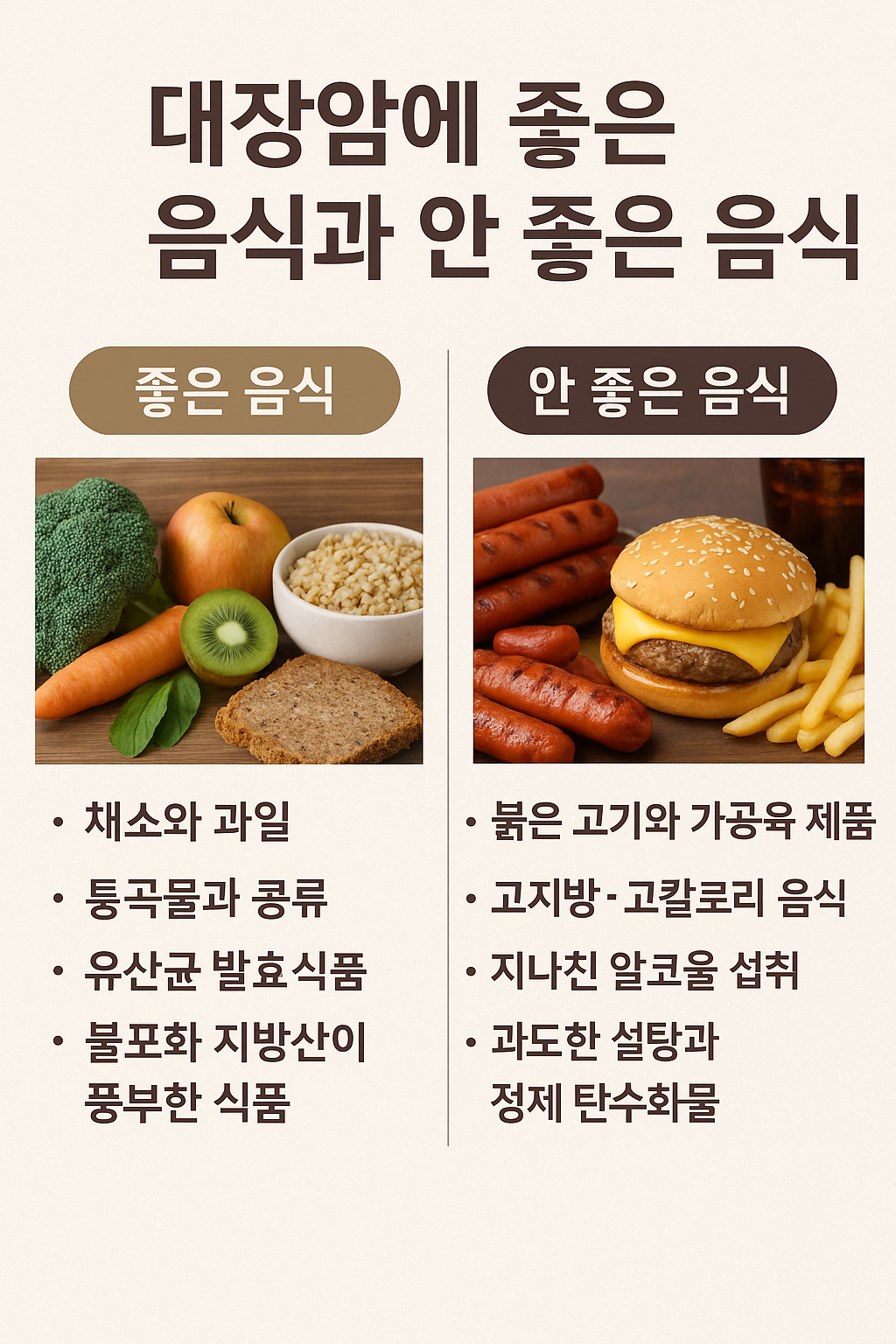 대장암에 좋은 음식과 안좋은 음식