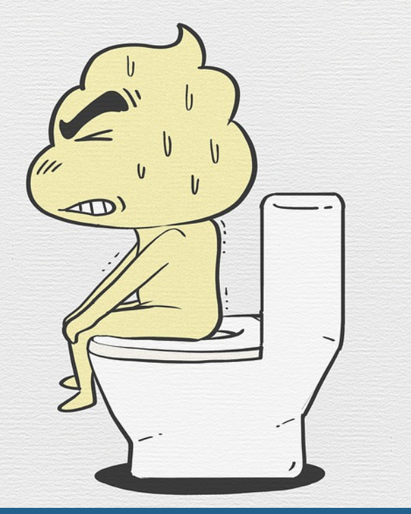 화장실에서 대변을 보기 위해 힘을 주고 있는 캐릭터