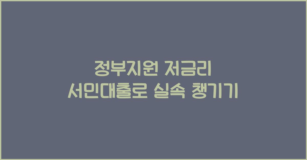정부지원 저금리 서민대출
