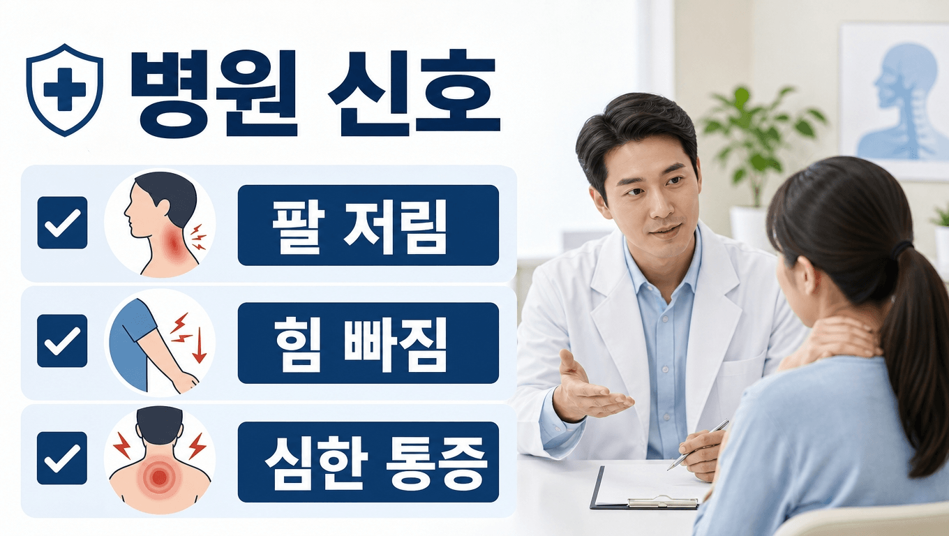 목 통증과 팔 저림 힘 빠짐이 있을 때 병원 확인이 필요한 신호