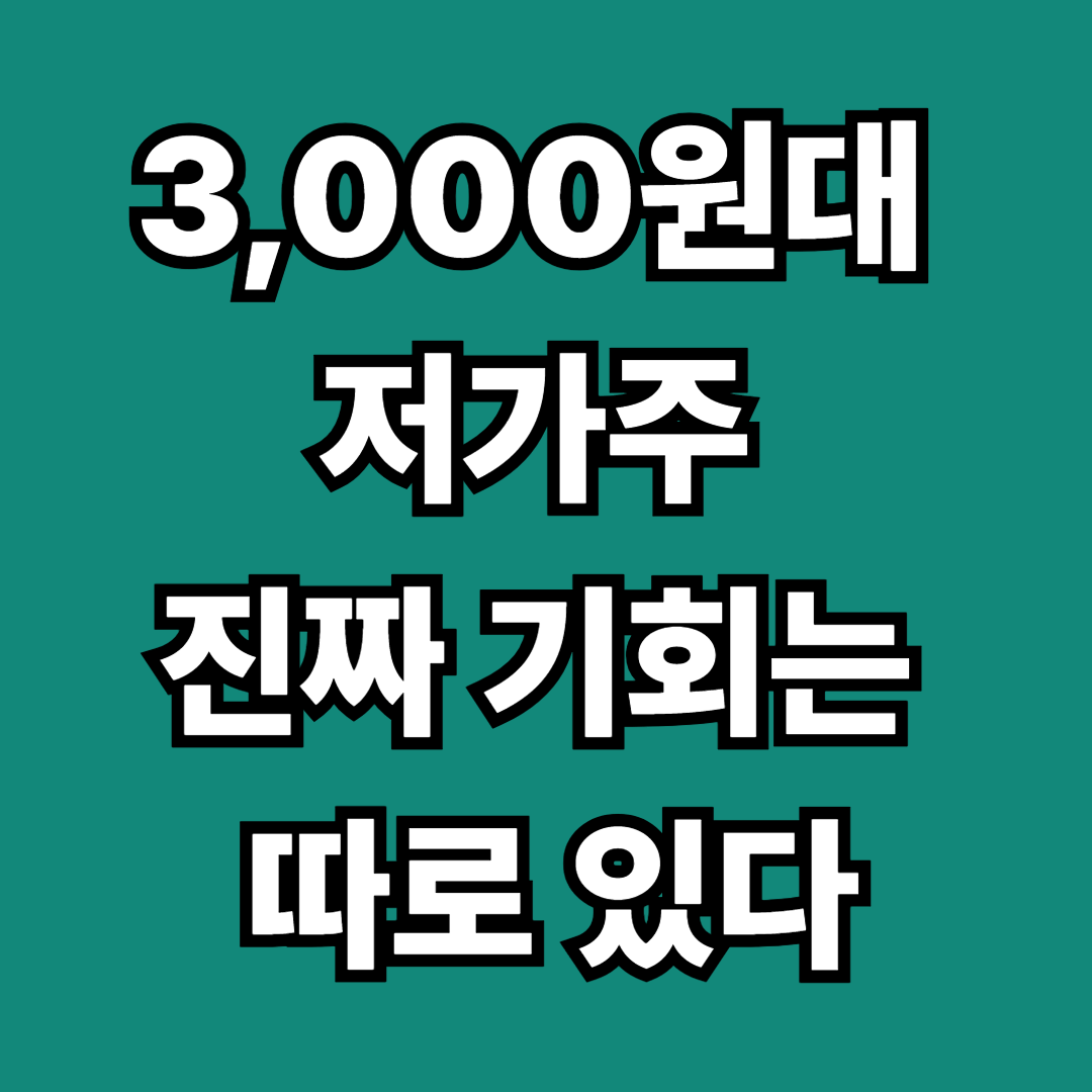 몰라서 못 사는 3,000원대 주식,지금 이 가격이 마지막일 수도 있다