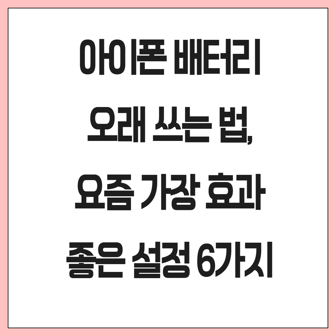 아이폰 배터리 오래 쓰는 법