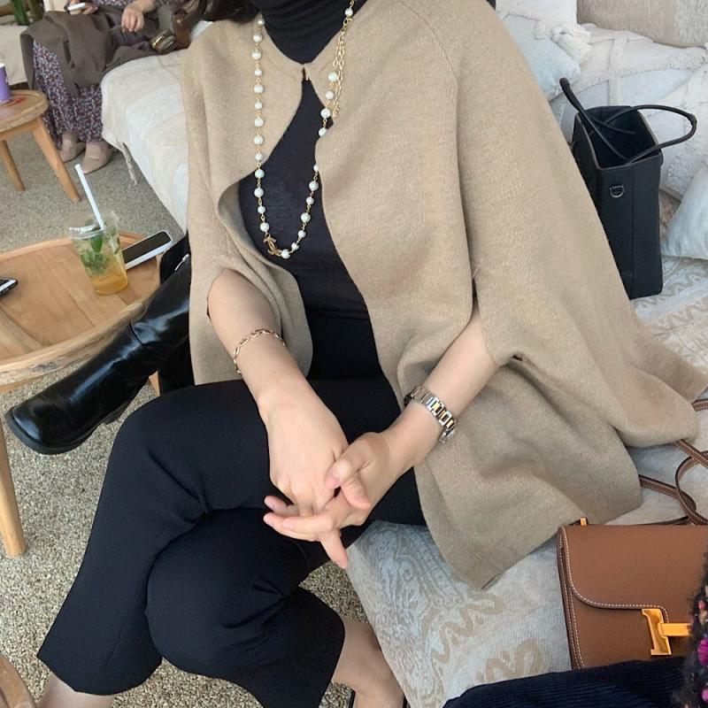 로로 케이프 숄 가디건 울 캐시미어 망토 판쵸