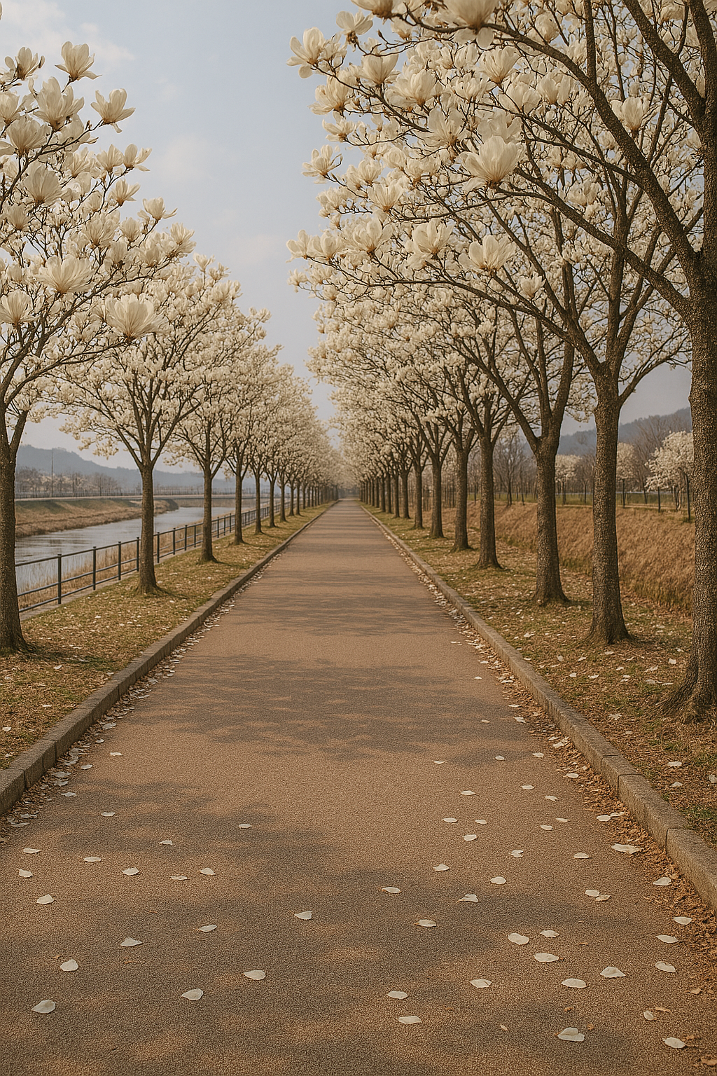 증평 보청천 목련꽃길