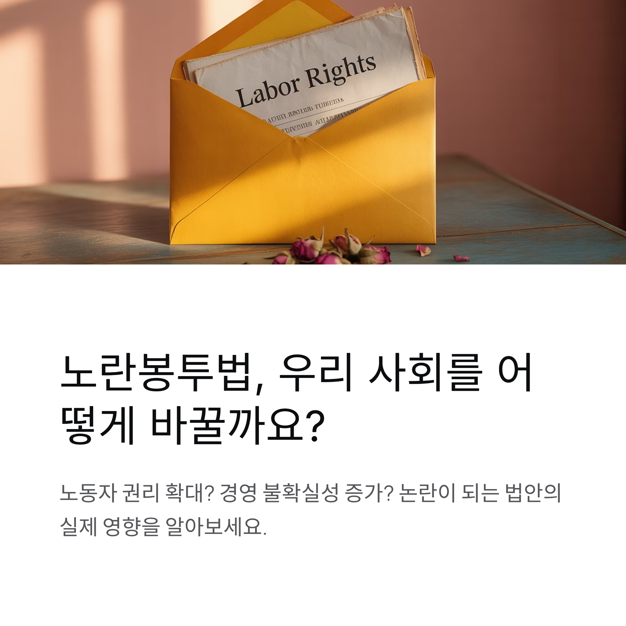 노란봉투법 입법 시 우리 사회에 벌어질 변화들