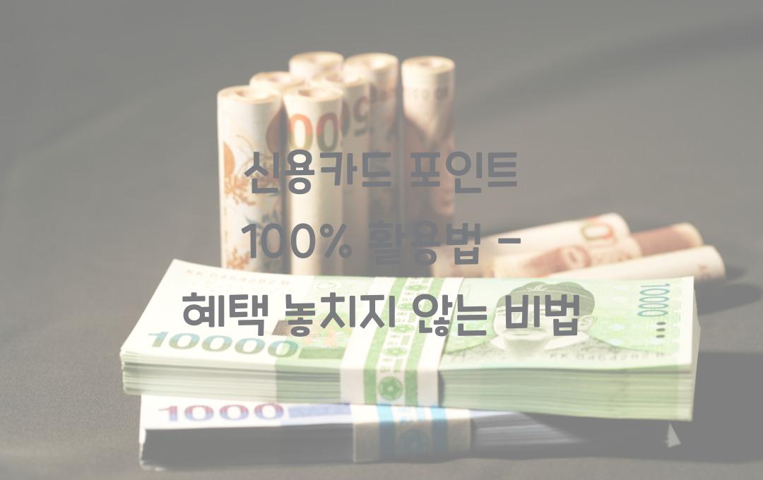 신용카드 포인트 100% 활용법 - 숨은 혜택까지 챙기기