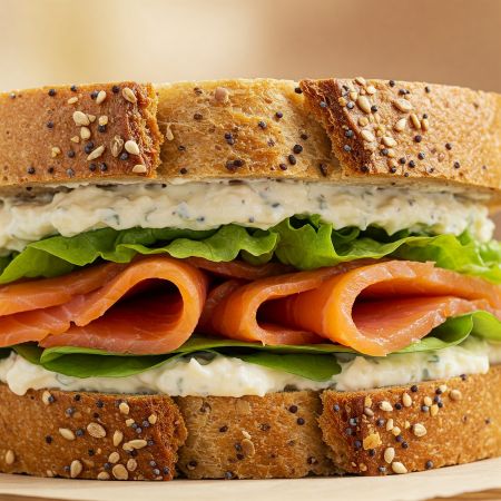 훈제 연어 베이글 샌드위치