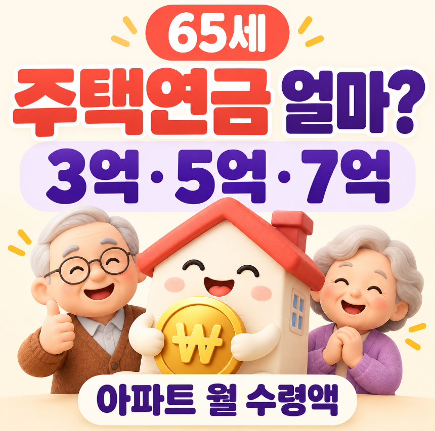 65세 주택연금 얼마 받을까?｜3억&middot;5억&middot;7억 아파트 월 수령액 총정리