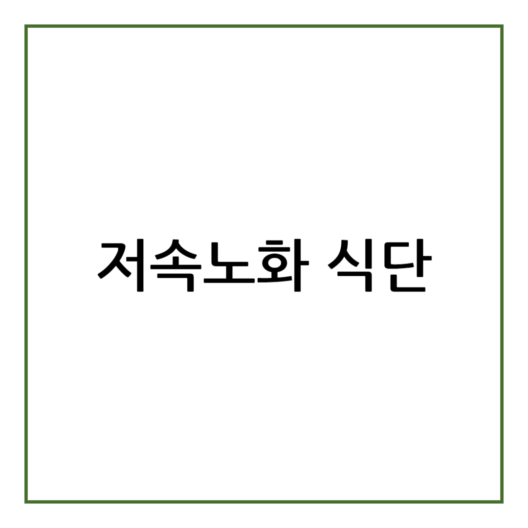 저속노화 식단