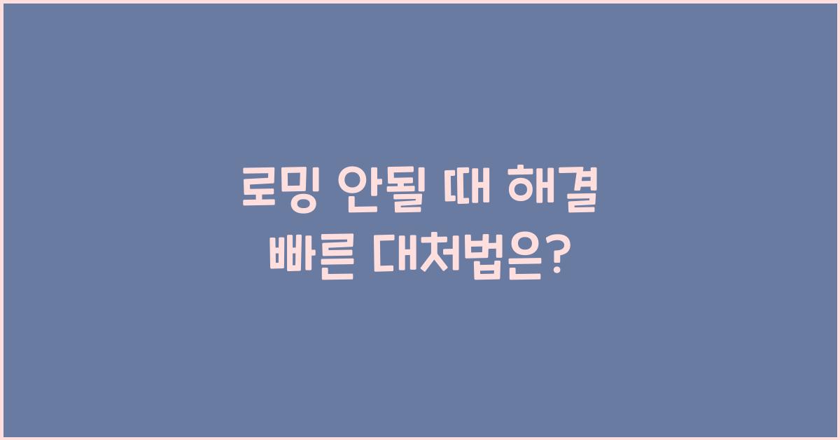 로밍 안될 때 해결