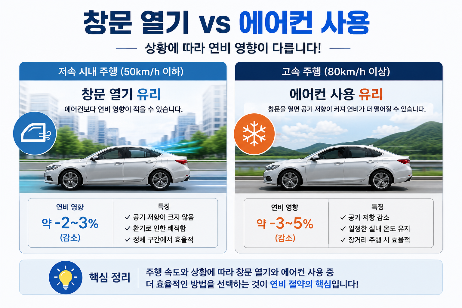 창문 열기 에어컨 사용