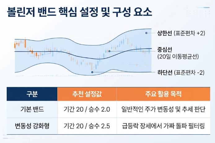 볼린저 밴드 설정값