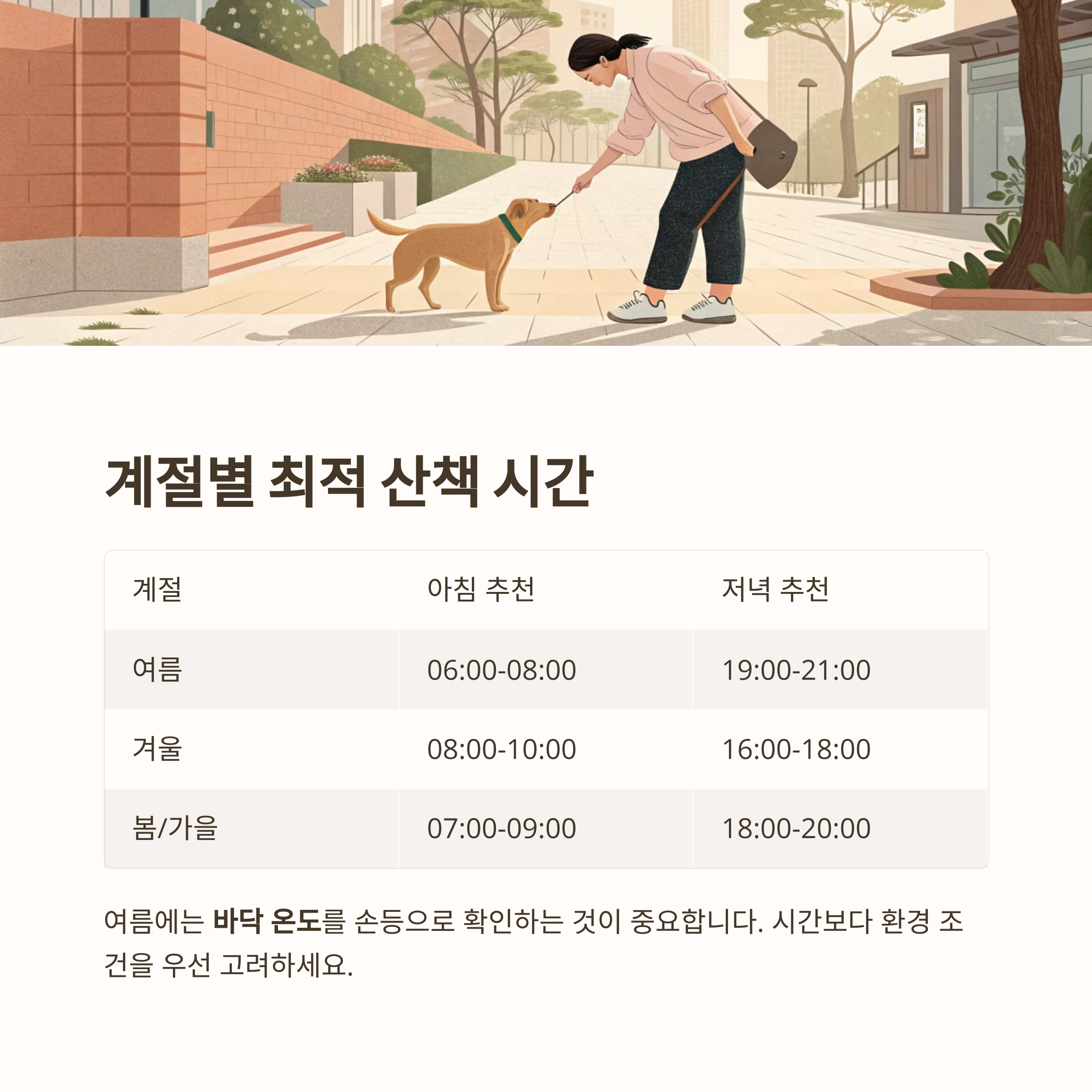 계절별 최적 산책 시간