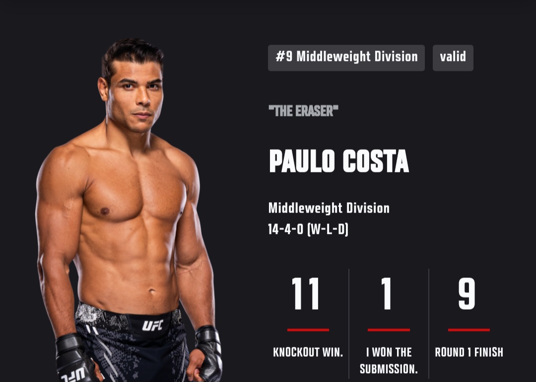 파울로 엔리케 코스타 이종격투기 선수 (출처:UFC 홈페이지)