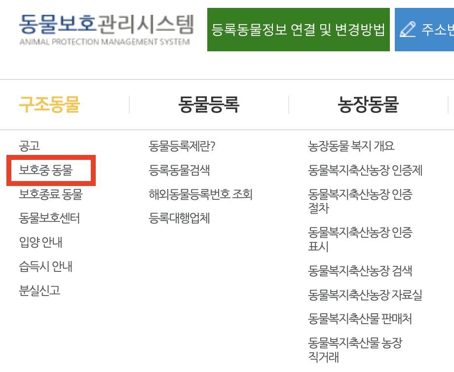 동물보호관리시스템-유기견분양