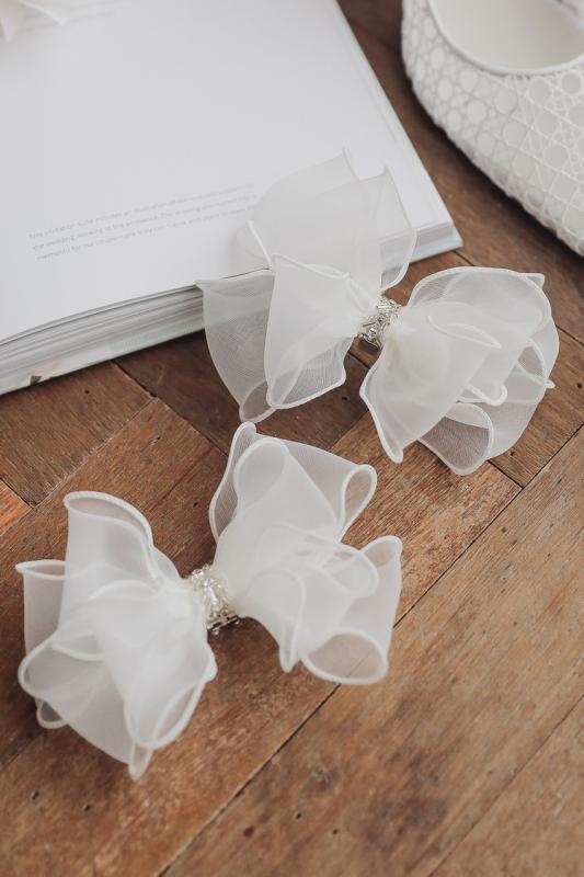 소네트 리본 비즈 웨딩슈즈 코사지