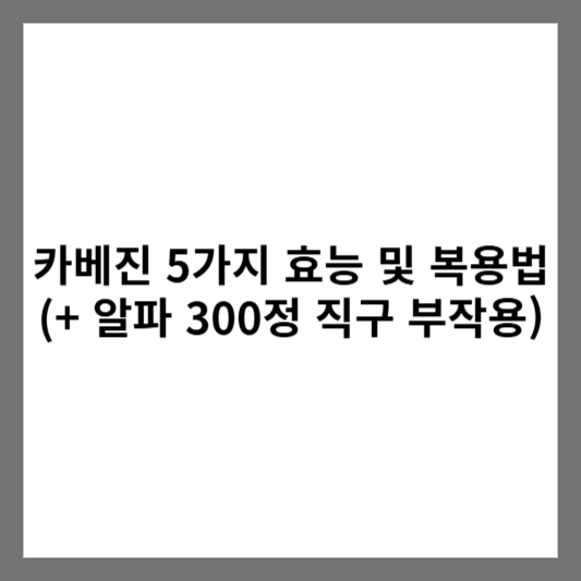 카베진 5가지 효능 및 복용법 (+ 알파 300정 직구 부작용)