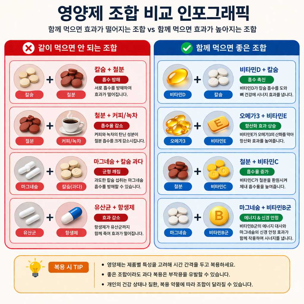 영양제 조합 비교 인포그래픽