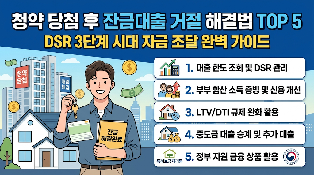 청약 당첨 후 잔금대출 거절 해결법 TOP 5... DSR 3단계 시대 자금 조달 완벽 가이드