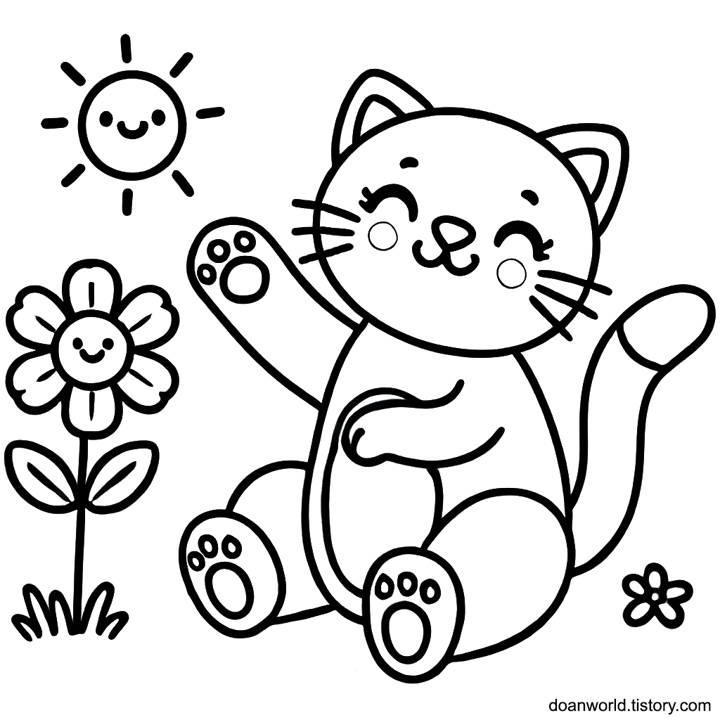 고양이 색칠공부 도안