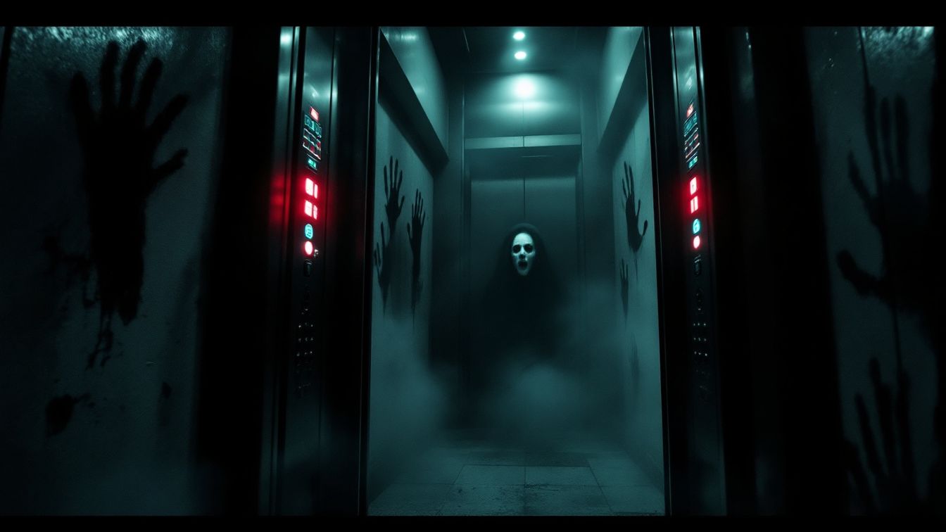 금속문에 창백한 얼굴이 비친 순간, 엘리베이터는 더 이상 혼자가 아니었다의 AI 이미지