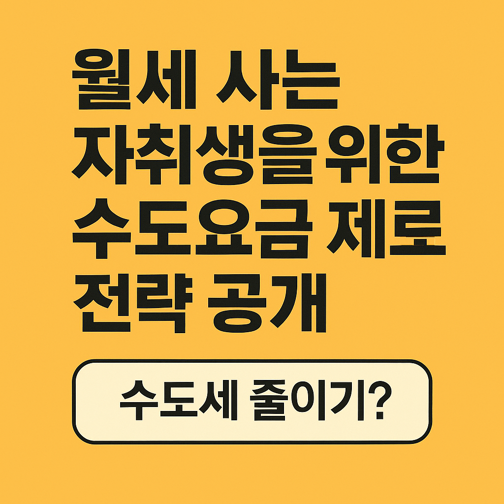 월세 사는 자취생을 위한 수도요금 제로 전략 공개